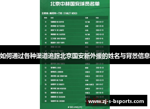 如何通过各种渠道追踪北京国安新外援的姓名与背景信息